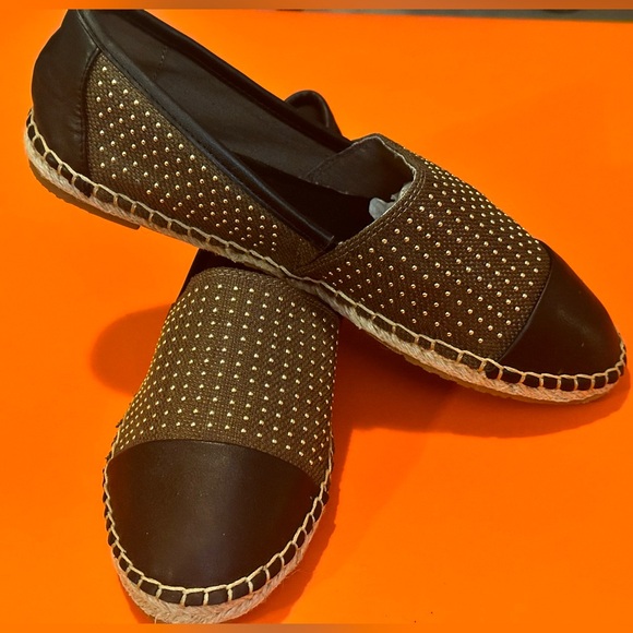 ALDO Olive Green & Black Gold Studded Espadrilles Sz 8 NWT - Picture 4 of 12